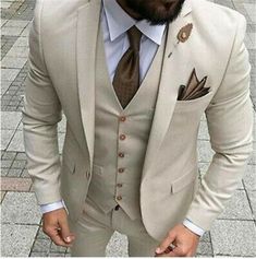 Men Suits Prom, Costume Beige, Blazer Wedding, Terno Slim, Prom Tuxedo, Suits Prom, Groom Tuxedo