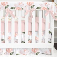 Watercolor Floral Ruffled Crib Bedding Crib Bedding Modified Tot Pink Crib Sheets, Watercolor Floral Nursery, Ruffle Crib Skirt, Floral Crib Bedding, Pink Crib, Crib Bedding Girl, Crib Skirt, Crib Bedding Set, Crib Skirts