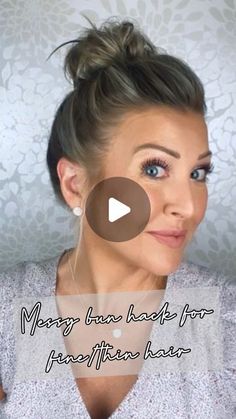 Buns For Short Straight Hair, Shoulder Length Fine Hair Updo, How To Put Medium Length Hair In A Bun, Easy Top Knot Medium Length, Easy Bun Fine Hair, Messy Bun For Short Fine Hair, Flattering Updos For Round Faces, Messy Bun For Long Fine Hair, Updos For Fine Straight Hair