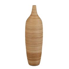 a tall wooden vase sitting on top of a table