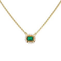 This exquisite necklace by Vintouch Jewels is inspired by the opulence of the Art Deco era. The pendant on this 24-karat gold vermeil necklace is set with a cushion-cut laboratory-grown green quartz and framed by a halo of lustrous pearls. Adjust the chain to your desired length. Please avoid contacts with soaps, detergents, chlorine and any other chemical substance that could alter the original characteristics of your jewel. When it is not worn, keep your jewelry piece in its bag in order to pr Pearl Halo, Italian Jewelry, Green Quartz, Art Deco Era, Emerald Jewelry, Mens Jewelry Bracelet, Watch Necklace, Heart Jewelry, Green Gold