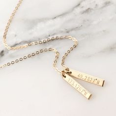 T I N Y ∙ P E R S O N A L I Z E D ∙ B A R ∙ T A G ∙ N E C K L A C E The most unique jewelry you can find, the perfect gift for you or your loved one. W H Y ∙ Y O U 'L L ∙ L O V E ∙ I T• It's dainty and can be worn every day• A special piece you'll treasure for life• High-quality materials and attention to detail. • Tarnish proof, Waterproof, and Hypoallergenic • Replacement Guarantee and Fade proof warranty D E T A I L S • Material: Available in The Highest Quality 14K Gold Vermeil, 14K Rose Gol 7 Month Old Baby, Custom Initial Necklace, Something To Remember, D B, Vermeil Jewelry, Custom Initials, Best Mother, Close To My Heart, Birth Flowers