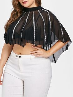 Plus Size See Thru Asymmetric Blouse - Black - 3584964712 - Women's Clothing, Plus Size Women's Clothing  #PlusSizeWomensClothing #Women's #Clothing # #Plus #Size #Women's #Clothing Asymmetric Blouse, Cape Blouse, Blouse Size Chart, Asymmetrical Blouse, Halloween Shirts, Women Halloween, Plus Size Womens Clothing, Women Shirts Blouse, Fashion Seasons