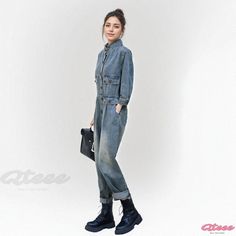 Qteee - Vintage Loose-Fit Denim Jumpsuit, Ideal for Workwear Worker Style, Workwear Aesthetic, Jumpsuit Denim, Denim Workwear, Loose Jumpsuit, Curated Closet, Pant Length, Denim Overalls, Denim Jumpsuit