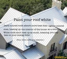 an aerial view of a house with the words paint your roof white