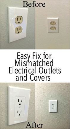 the instructions for how to fix an electrical outlet and cover it with white paint, including two