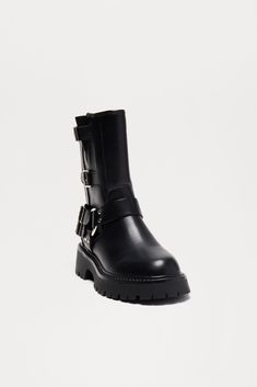 Available In Brown/combo And Black. Biker Boot Round Toe Platform Silver Hardware Detail Chunky Block Heel Imported | Motor Club Biker Boots in Black size 10 by Fashion Nova Chunky Block Heels, Biker Boots, Biker Boot, Black Boots, Sale Items, Block Heels, Fashion Nova, Black Fashion, Women Shoes