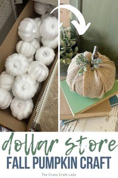 dollar store fall pumpkin craft with text overlay