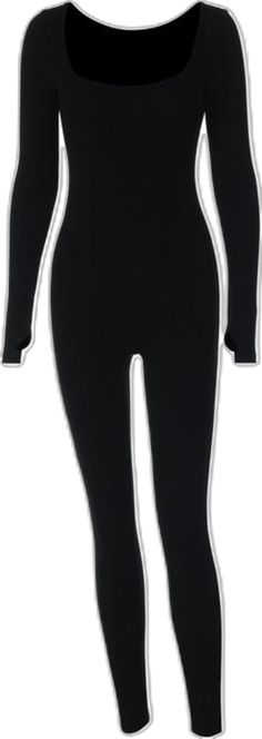 Elegant Square Neck Bodysuit, Fitted Square Neck Seamless Bodysuit, Fitted Long Sleeve Black Unitard, Fitted Full-length Solid Unitard, Medium Wash Fitted Long-sleeved Jumpsuit, Square Neck Jumpsuit, Black Jumpsuit, Square Neck, Jumpsuit