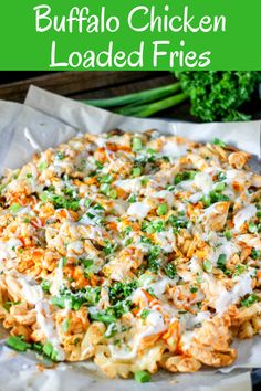 this buffalo chicken loaded fries recipe is so good it's ready to be eaten