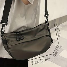 Gray Shoulder Bag With Zipper For School, Gray Zipper Closure Shoulder Bag For School, Casual Gray Chest Bag With Adjustable Strap, Gray Nylon Shoulder Bag For School, Casual Gray Chest Bag With Large Capacity, Gray Nylon Bags With Zipper Closure, Gray Travel Chest Bag With Zipper Pocket, Gray Chest Bag With Zipper For Outdoor, Gray Chest Bag With Zipper Pocket For Daily Use