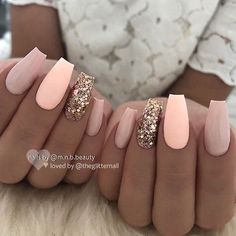 Peach Nails, Gold Nail, Coffin Nails Long, Prom Nails, Gel Manicure, Gorgeous Nails