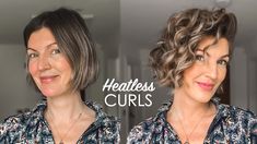 Short No Heat Hairstyles, Easy Ways To Curl Short Hair, How To Style Short Hair No Heat, Heatless Beach Waves Overnight Short Hair, Rag Curls Short Hair, Cold Curls Short Hair, Easy Curls Short Hair, Short Hair Diy Styles, Heatless Curls For Bob Hair