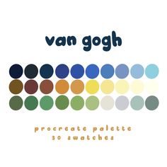 an image of the words van gogh in different colors