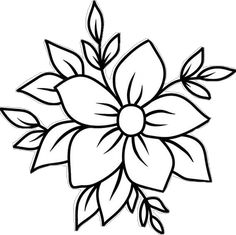 a black and white drawing of a flower