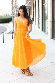 Orange Midi Dress  |  SIMPLY SABRINA Birthday Outfits For Women, Long Gold Necklace, Orange Midi Dress, Wedding Dress With Pockets, Sweet Birthday, Older Women Fashion, Pants Women Fashion