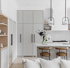 the kitchen is clean and ready to be used as a dining room or living room