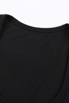 Black Low Neck Buttoned Ribbed Short Sleeve Top Fitted Black Tank Top For Winter, Black Fitted Tank Top For Winter, Black Stretch Tank Top For Winter, Black Cotton Tank Top For Fall, Black Crew Neck Tank Top For Winter, Black Solid Color Tank Top For Spring, Wardrobe Classic, Ribbed Shorts, Top Women