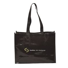 5TH AVE LAMINATED NON WOVEN TOTE BAG...14" W x 10" H x 5.5" D - Laminated Woven 160 gram Polypropylene - Unique new shape and design - Multi-purpose tote for daily use and activities - Two webbed carry handles - Great for clothes, shopping and carrying bulky items - Show off your logo in the front white square on preprinted totes - Full pattern on back of preprinted bags SP 2C - 5" W x 3" H (front/back) Black And White Bags, Woven Tote Bag, Clothes Shopping, White Square, Bag Making, Brand Logo, Ted Baker Icon Bag, Tote Bags, Reusable Tote Bags