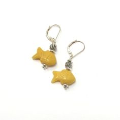 #handmade #animals #gifts #gwynstone Handmade Fish-shaped Earrings For Gifts, Yellow Fish, Fish Earrings, Fish Jewelry, Yellow Jewelry, Sunflower Earrings, Earrings Colorful, Carved Stone, Original Gifts