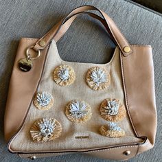 Cute Nine West Flower Handbag Tote Bag Purse Nine West Flower Tote Cute And In Excellent Like New Condition. No Rips, No Tears, No Stains. Never End Up Using It. Comes From Smoke Free Home. Beautiful 3d Flowers Detail Bag! Beige Pouch Shoulder Bag With Handles, Spring Beige Hobo Bag Tote, Beige Spring Hobo Tote Bag, Beige Tote Hobo Bag For Spring, Beige Hobo Tote Bag For Spring, Beige Double Handle Shoulder Bag For Spring, Beige Satchel For Spring Shopping, Beige Double Handle Satchel For Spring, Spring Beige Double Handle Satchel