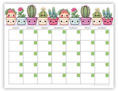 a calendar with potted plants on it