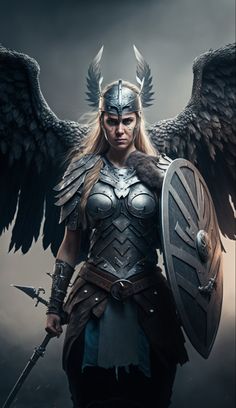 Valkyrie The Northman, Female Dark Knight, Valkyrie Character Design, Female Valkyrie, Woman Warrior Art, Valkyrie Headdress, Valkyrie Armor, Valkyrie Art