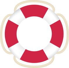 a red and white life preserver with rope around it's edge, on a white background