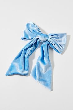 Large hair bow in soft velvet for a luxe touch. This hair clip instantly gives your look a polished femme touch. Features Large velvet hair bow clip Hair clip with a bow detail Velvet ribbon bow Secure clip backing Content + Care Textile, mixed metal Spot clean Imported | Large Velvet Hair Bow Clip in Blue, Women's at Urban Outfitters Blue Hair Ribbon, Large Hair Bows, Hair Ribbon, Velvet Hair, Blue Fits, Bow Hair Clips, Velvet Ribbon, Bow Clips, Soft Velvet