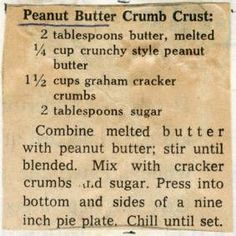 an old recipe for peanut butter crumb crust