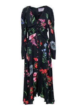 Step out in style in this chic Lela Rose maxi dress! This social season ready wardrobe must-have features a black and multi color floral pattern, long-sleeves, and a flattering silhouette. Pair with strappy heels and statement earrings to make a bold statement at your next event! Size 6 Shell100% Viscose Lining 100% Polyester Invisible zipper back Button front detail Long sleeves Bust 36" Waist 30" Shoulder to hem 54" Sleeve length 31.5" Lela Rose Dress, Wedding Guest Outfit Winter, Laundry List, Earrings To Make, Winter Wedding Guests, Rose Maxi Dress, Lela Rose, Modern Lifestyle, Wedding Guests