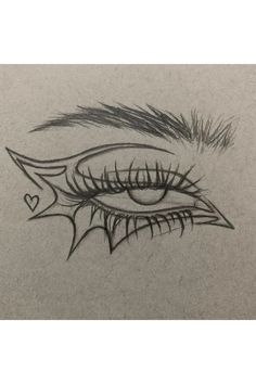 a drawing of an eye with long lashes and heart on the bottom half of it