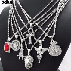 Hip Hop Iced Mini Hot Selling 7 Pendants Rapper's Collection Necklace Combo Set Hip Hop Celebrity Style Brand New Usa Seller Product Description 7 Pcs Necklace Set Chain : Rope Chain Chain Length : 24" Chain Width : 2mm Color: White Gold Plated Celebrity Style Hot Selling Popular Necklace Combo Set Hip Hop Accessories, Lion Jewelry, Necklace Combo, Popular Necklaces, Cross Jewelry Necklace, Mens Accessories Jewelry, Hip Hop Jewelry, Cross Jewelry, Rope Chain