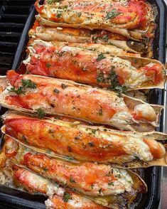 lobsters are cooked and ready to be served on the grill for dinner or as an appetizer