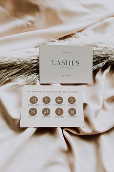 Eyelash Business Logo, Beauty Business Owner, Lash Extensions Branding, Make Up Studio Ideas Salons Beauty Room, Aftercare Lash Extensions Kit, Boho Lash Room Ideas, Lash Esthetic Beige, Lash Business Cards Ideas, Neutral Lash Room Aesthetic