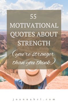 a woman wearing a hat with the words 5 motivation quotes about strength