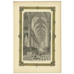 an old drawing of the interior of a cathedral