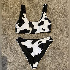 Never Worn Cow Print Swimsuit! Size Large! Great Condition! Cow Print Bathing Suit, Cow Print Swimsuit, Print Swimsuit, Printed Swim, Swim Suit, Cow Print, Womens Swim, Bathing Suits, White Black