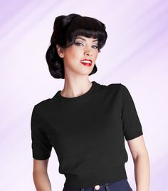 Pull Over Short Sleeve Black | Bettie Page Clothing Make Outfits, Sweater Short Sleeve, Cosplay Diy, Variant Covers, Short Sleeve Pullover, Pin Up Style, Sweater Pullover, Inspired Outfits