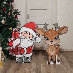 an image of a christmas scene with santa and reindeer