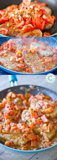 some food is being cooked in a pan on the stove and then fried with sauce