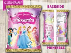 the princess birthday party bag is shown