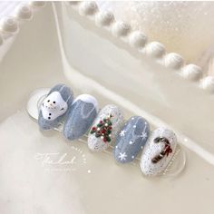 Winter Korean Nails, Nail Art Natal Xmas, Nail Noel Christmas, Nails Natal, Noel Nails, Chrismas Nail Art, Nails Noel, Noel Nail, Nailart Christmas