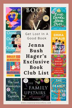 an image of the book club list for jenny bush's extensive book club list