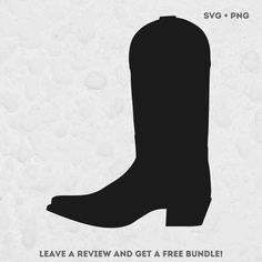 a black cowboy boot with the words leave a review and get a free bundle