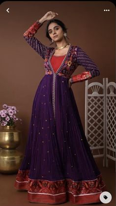 Umbrella Kurta, Anarkali Design, Colour Aesthetic, Casual Kurti, Kurti Style, Frocks Design, Ethnic Gown