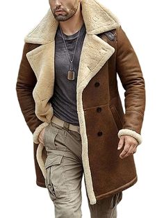 Men's Fur Shearling Brown Leather Coat - Jackets Junction Shearling Jacket Women, Brown Leather Coat, Coat For Men, Leather Coat Jacket, Mens Fur, Sheepskin Coat, Types Of Jackets, Flight Jacket, Shearling Coat