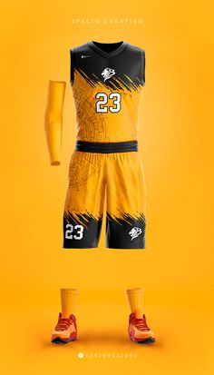 the basketball uniform is designed to look like it has been worn in different colors and sizes