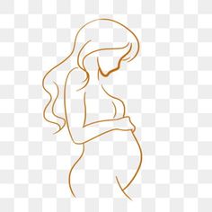 a pregnant woman's stomach is shown in this simple line art drawing, hd png