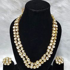 Gold Rodium Polish White and Off White color Necklace in Metal Alloy studded with Kundan Luxury White Kundan Necklace In 22k Gold, Color Necklace, Metal Necklace, White Necklace, Off White Color, Cz Diamond, Metal Necklaces, White Color, Off White